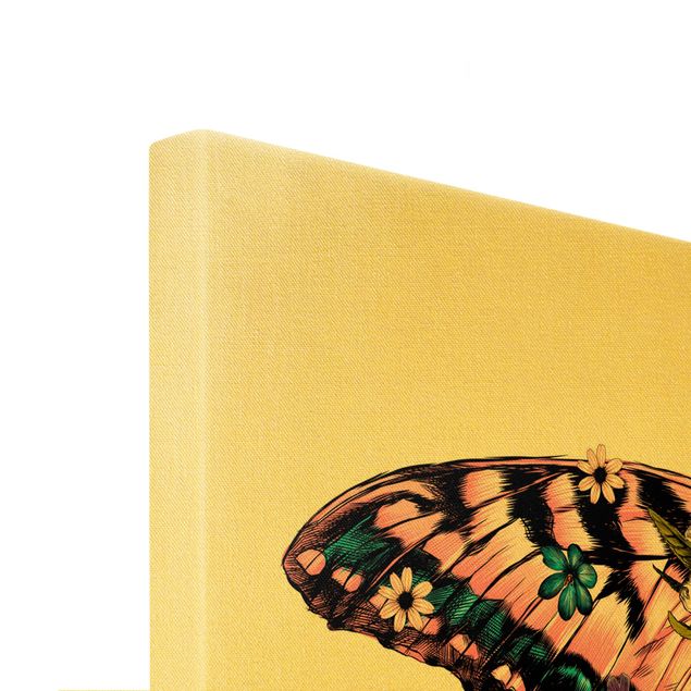 Stampa su tela - Illustrazione floreale macaone tigre - Orizzontale 3x2