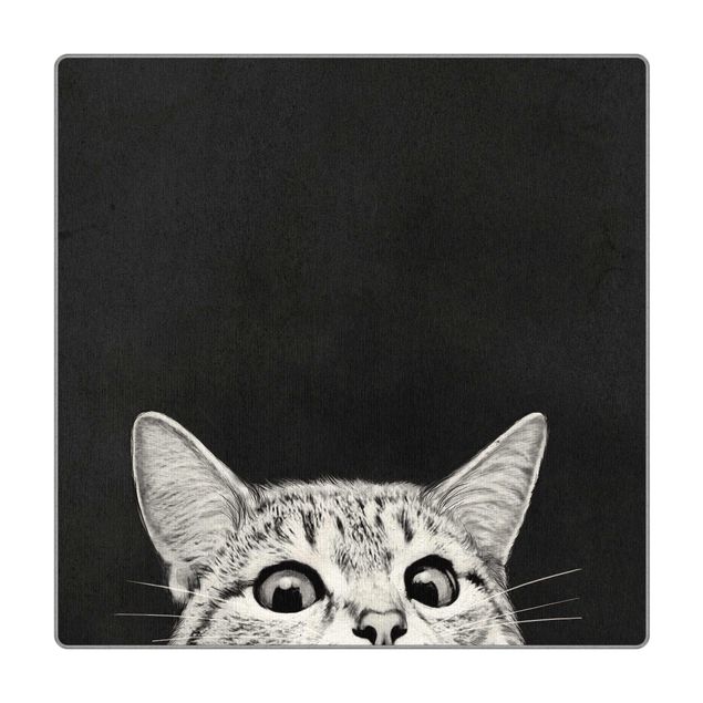 Tappeti  - Illustrazione disegno di gatto bianco e nero