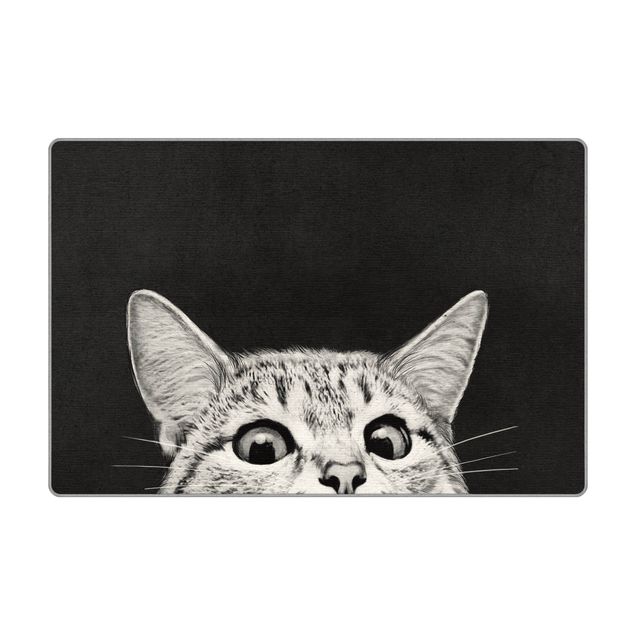 Tappeti  - Illustrazione disegno di gatto bianco e nero