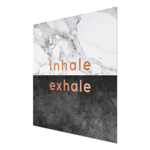 Quadro in vetro - Inhale Exhale in rame e marmo