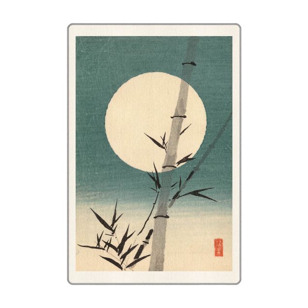 Tappeti in vinile grandi dimensioni Disegno giapponese ad acquerello bambù e luna