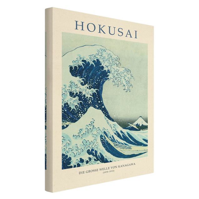 Quadro su tela naturale - Katsushika Hokusai - La grande onda di Kanagawa - Edizione museo - Formato verticale 2:3