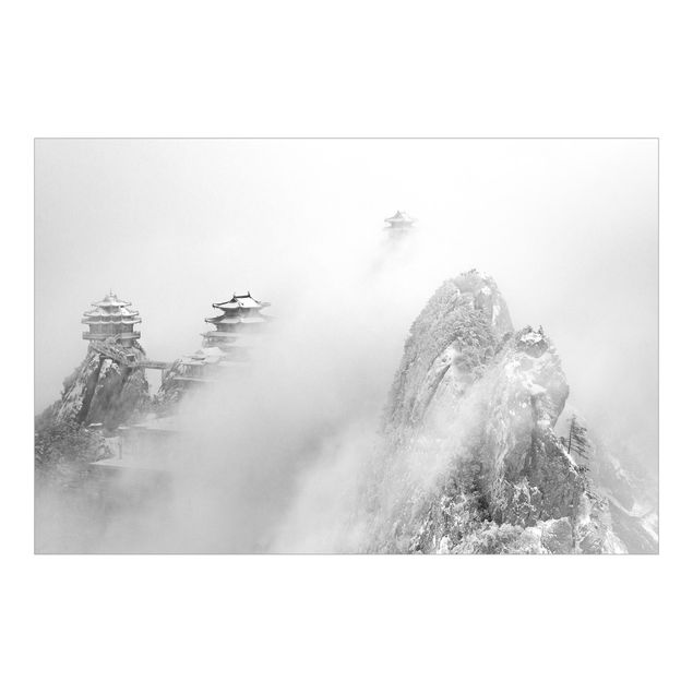 Carta da parati - Il monte di Laojun in Cina in bianco e nero