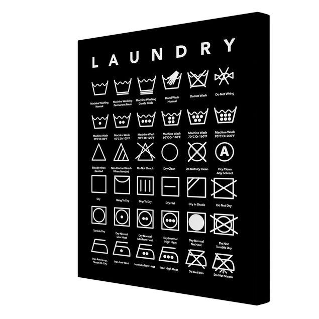 Quadro su tela - Laundry Symbols bianco e nero
