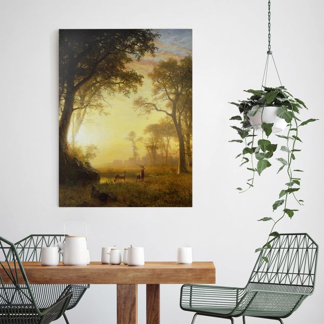quadri con animali Albert Bierstadt - Luce nella foresta