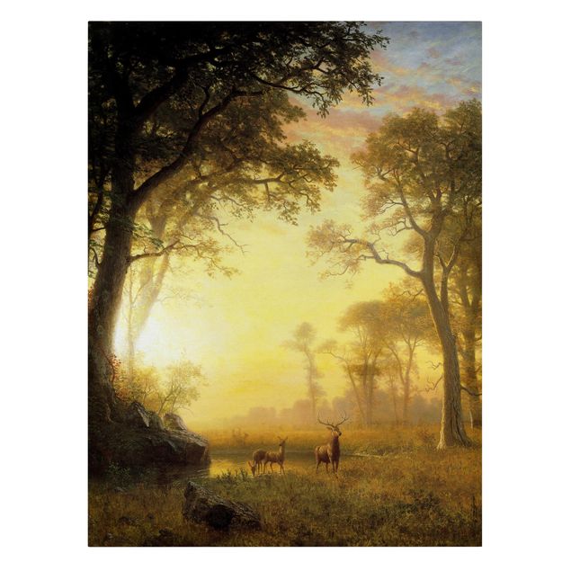 Stampe su tela paesaggio Albert Bierstadt - Luce nella foresta