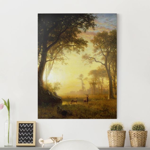 quadri cervo Albert Bierstadt - Luce nella foresta