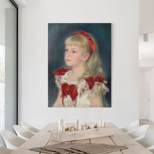 Quadri moderni per soggiorno Auguste Renoir - Mademoiselle Grimprel con nastro rosso