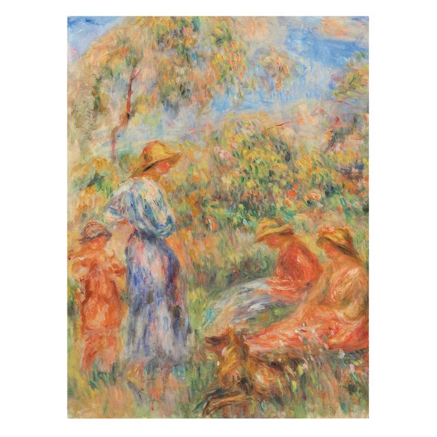 Stampa su tela - Auguste Renoir - Tre Donne e Bambini in un Paesaggio - Verticale 3:4