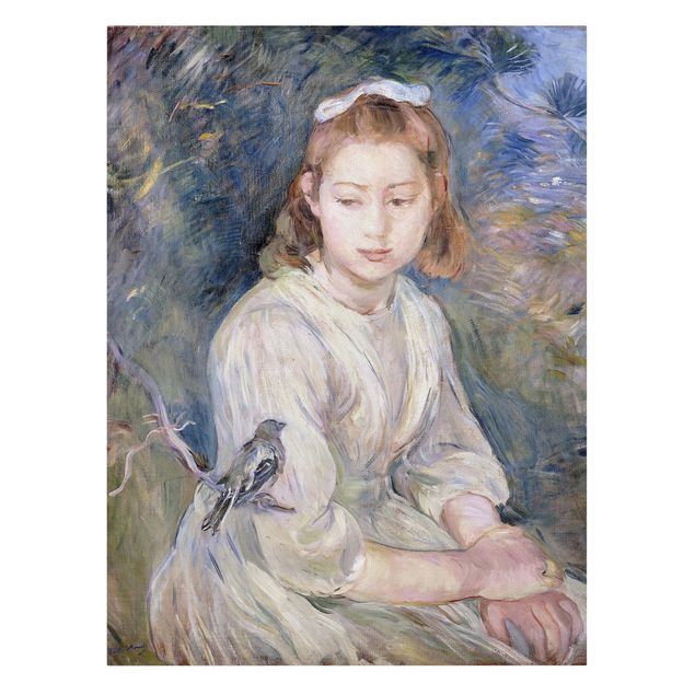 Stampa su tela - Berthe Morisot - Bambina con Uccello - Verticale 3:4