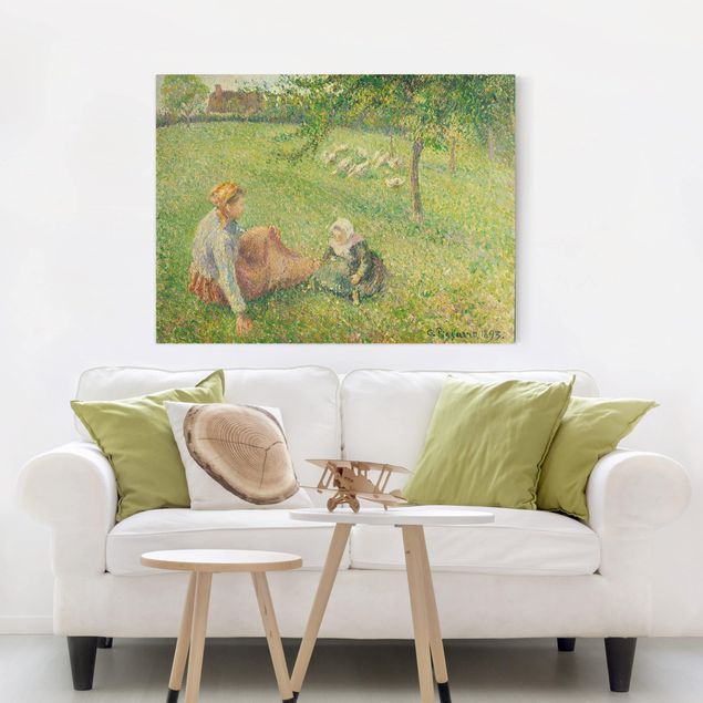 Stampa su tela Camille Pissarro - Il pascolo delle oche