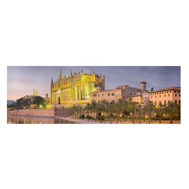 Stampa su tela - Catedral De Mallorca Water Reflection - Panoramico