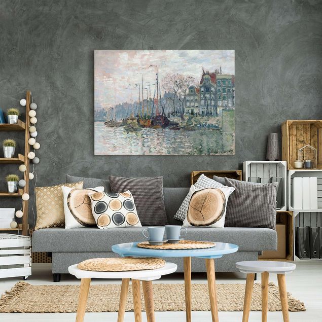 Quadri moderni per soggiorno Claude Monet - Veduta di Prins Hendrikkade e Kromme Waal ad Amsterdam
