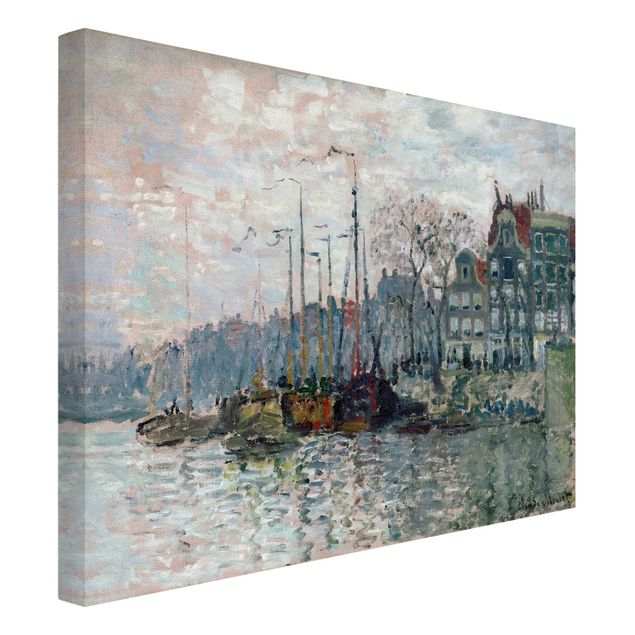Stampa su tela Claude Monet - Veduta di Prins Hendrikkade e Kromme Waal ad Amsterdam