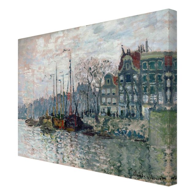 Stampa su tela - Claude Monet - Vista del Prins Hendrikkade e il Kromme Waal di Amsterdam - Orizzontale 4:3