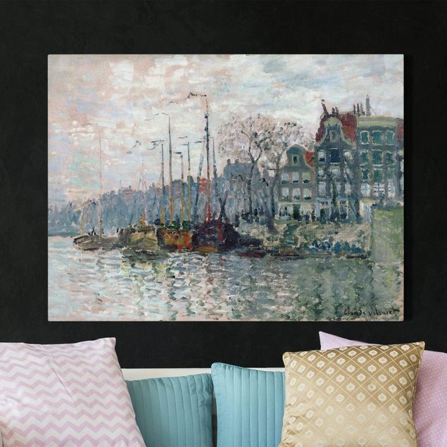 Riproduzioni su tela Claude Monet - Veduta di Prins Hendrikkade e Kromme Waal ad Amsterdam