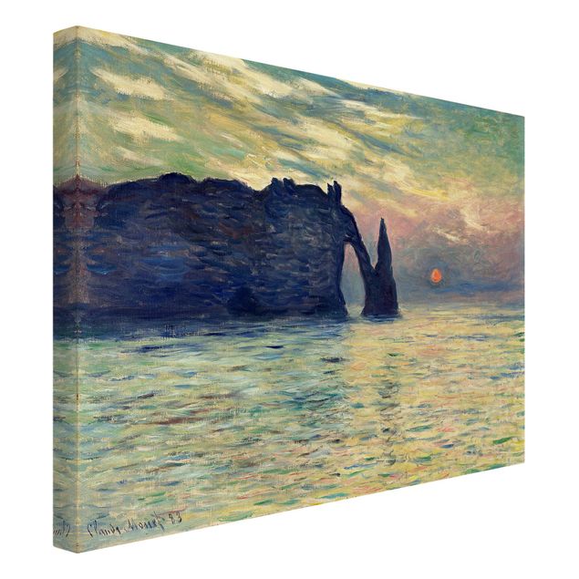 Quadri mare e spiaggia Claude Monet - La scogliera, Étretat, tramonto
