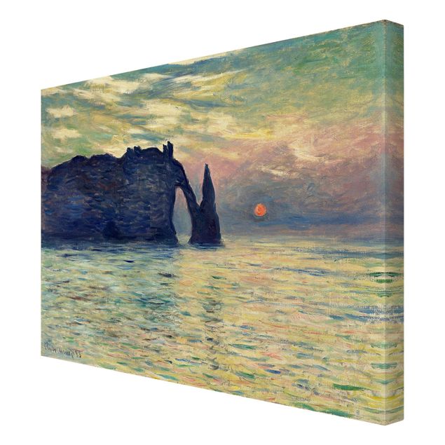 Quadri moderni per soggiorno Claude Monet - La scogliera, Étretat, tramonto
