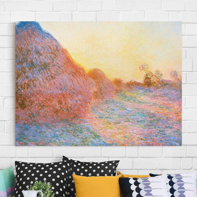 Quadri con tramonto Claude Monet - Un pagliaio alla luce del sole