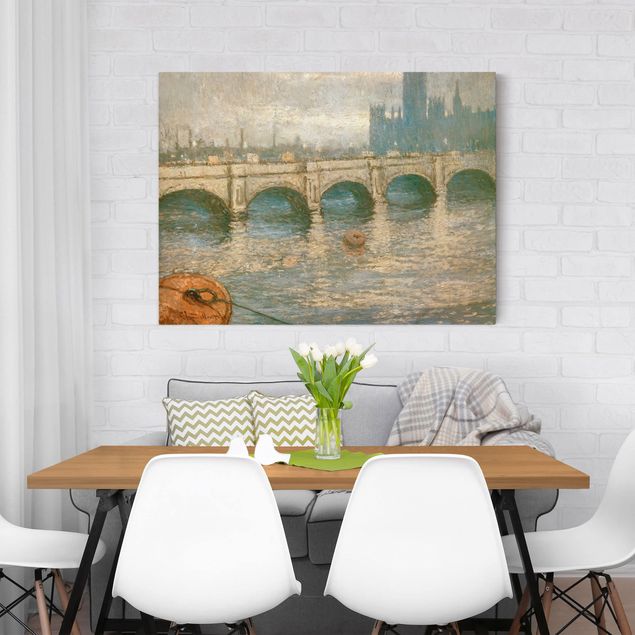 Stampe su tela città Claude Monet - Il ponte sul Tamigi e il palazzo del Parlamento a Londra