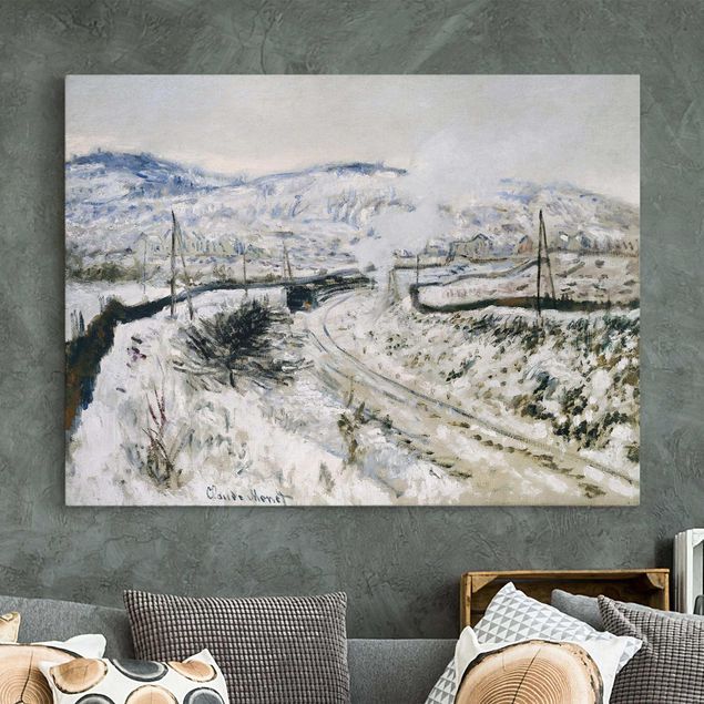 Stampe su tela paesaggio Claude Monet - Treno nella neve ad Argenteuil