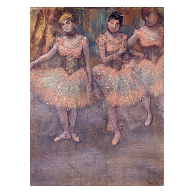 Stampa su tela - Edgar Degas - Tre Ballerine prima di Esercizio - Verticale 3:4