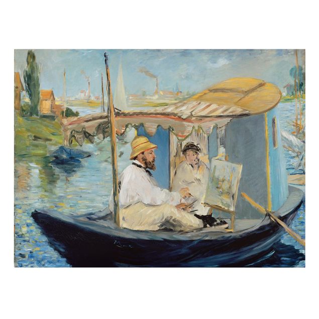 Stampa su tela - Edouard Manet - Claude Monet dipinga sulla sua Barca - Orizzontale 4:3