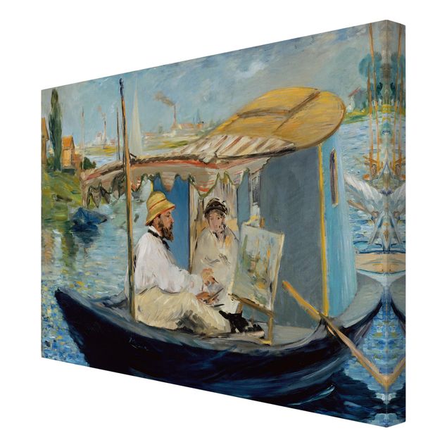 Stampa su tela - Edouard Manet - Claude Monet dipinga sulla sua Barca - Orizzontale 4:3