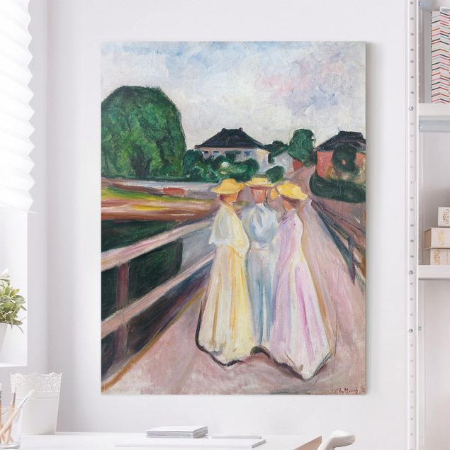 Riproduzione quadri su tela Edvard Munch - Tre ragazze sul ponte