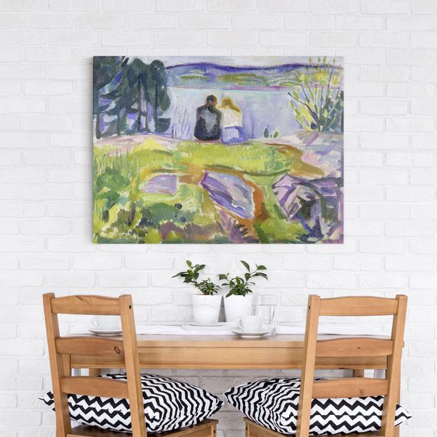 Quadri moderni per soggiorno Edvard Munch - Primavera (coppia di innamorati sulla riva)