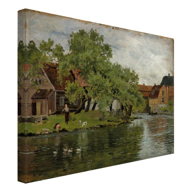 Stampe su tela Edvard Munch - Scena sul fiume Akerselven