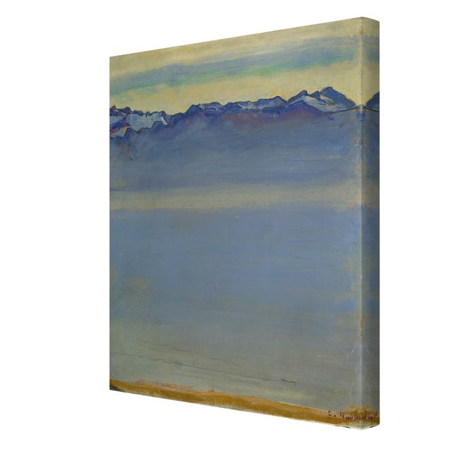 Stampa su tela - Ferdinand Hodler - Lago di Ginevra con le Alpi Savoyer - Verticale 3:4