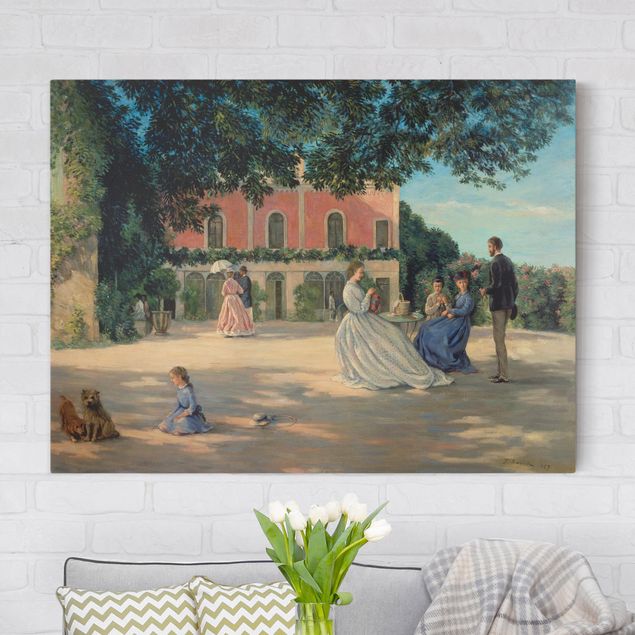 Riproduzioni su tela quadri famosi Frédéric Bazille - Riunione di famiglia sulla terrazza di Meric