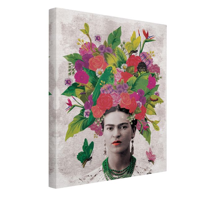 Quadri su tela Frida Kahlo - Ritratto di fiori
