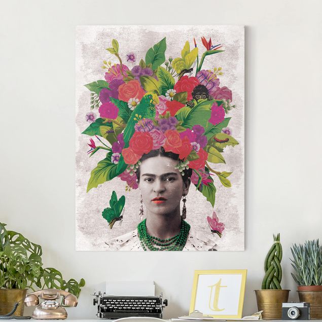 Stampe su tela fiori Frida Kahlo - Ritratto di fiori