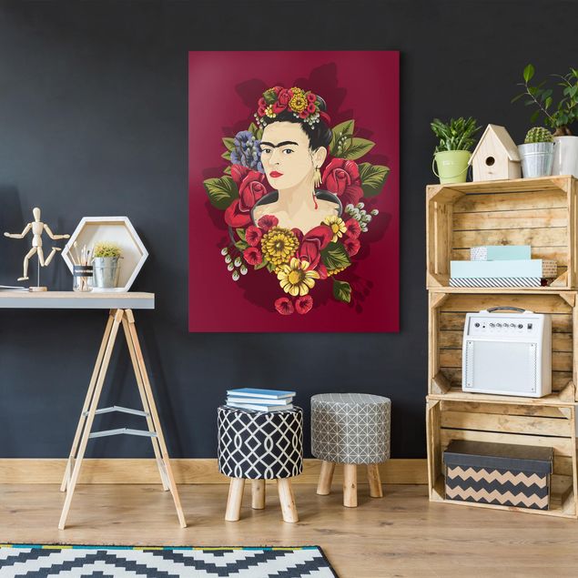 Quadri moderni per soggiorno Frida Kahlo - Rose