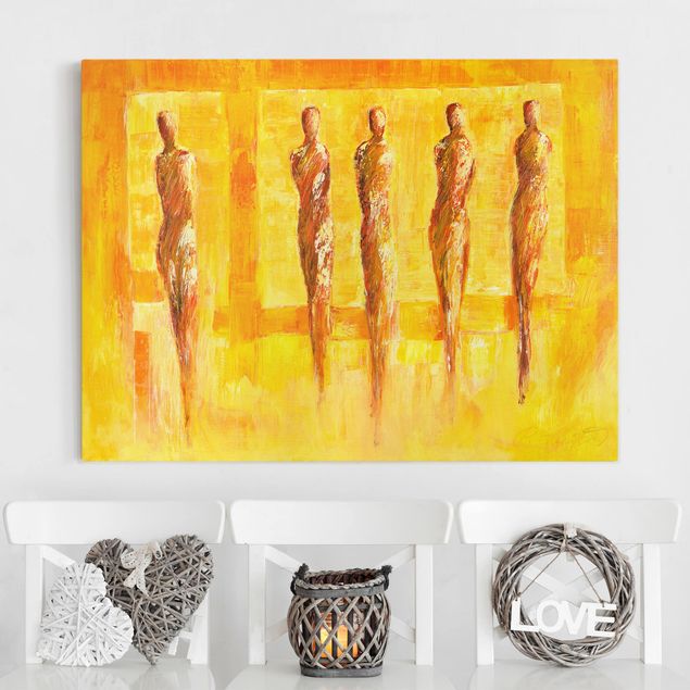 quadro astratto moderno Cinque figure in giallo