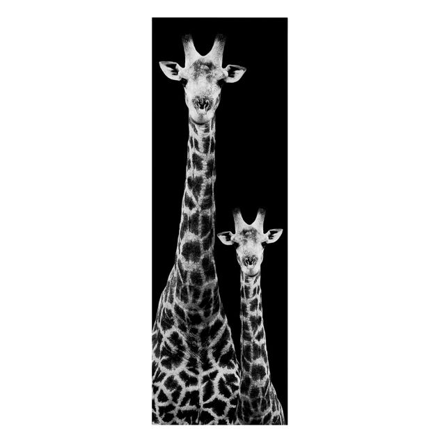Stampe su tela bianco e nero Duo di giraffe in bianco e nero
