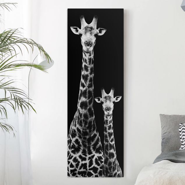 Quadri con giraffe Duo di giraffe in bianco e nero