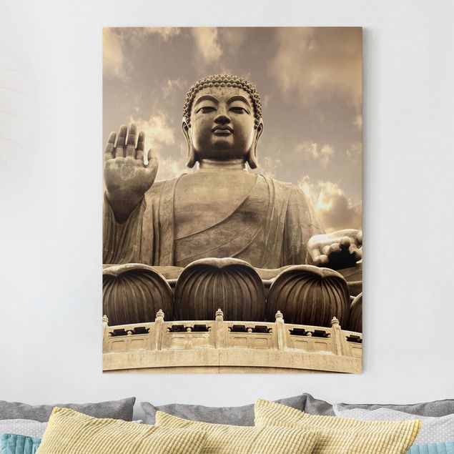 Stampa su tela vintage Grande Buddha in seppia