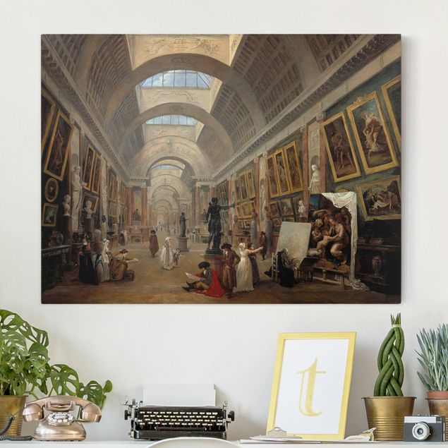 Riproduzioni su tela quadri famosi Hubert Robert - Progetto di allestimento della grande galleria del Louvre