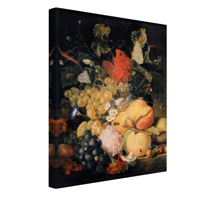 Quadri moderni per soggiorno Jan van Huysum - Frutta, fiori e insetti