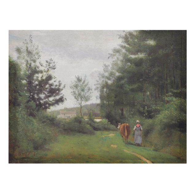 Riproduzioni di Jean-Baptiste Camille Corot Jean-Baptiste Camille Corot - Ville d'Avray, contadino con mucca