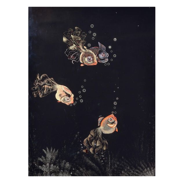 Quadri moderni per soggiorno Jean Dunand - Scena subacquea con pesci rossi e dorati e bolle di sapone