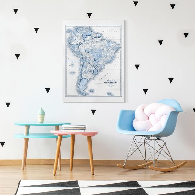 Quadri su tela Mappa in toni blu - Sud America