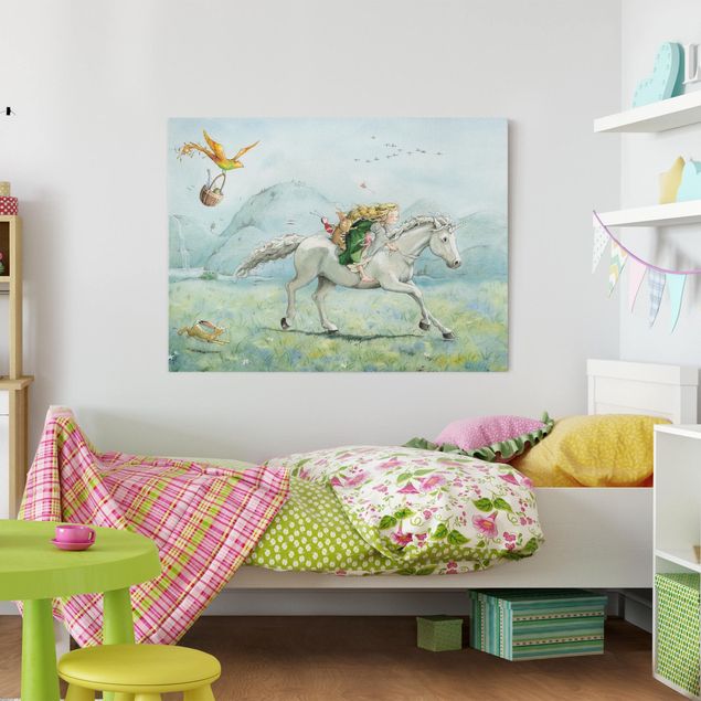 Riproduzione quadri su tela Lilia la piccola principessa - Sull'unicorno