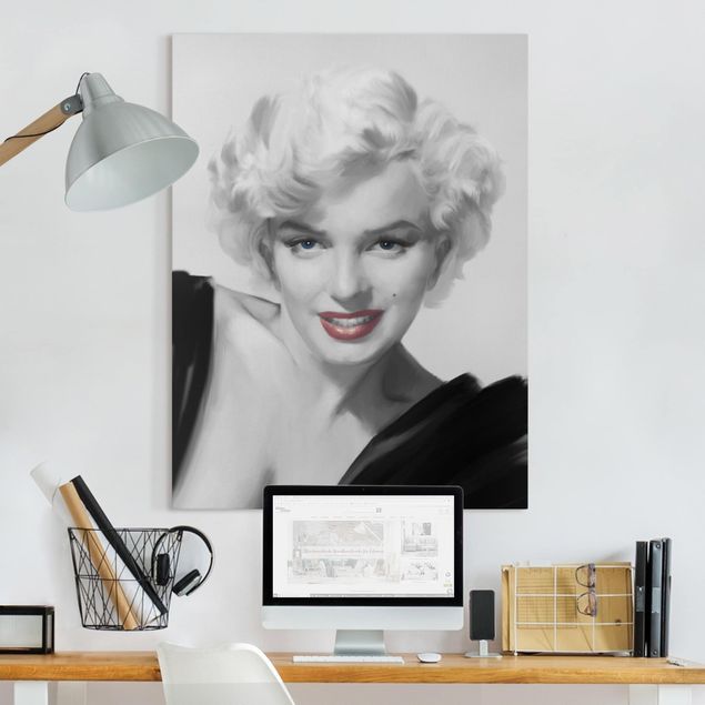 Stampe su tela bianco e nero Marilyn sul divano
