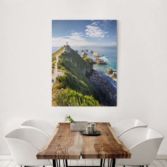 Quadri su tela paesaggio Faro di Nugget Point e mare Nuova Zelanda