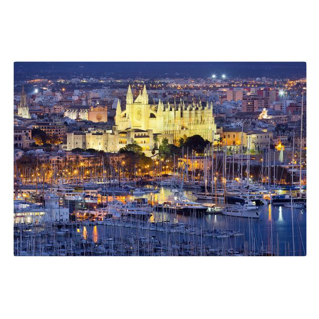 Stampa su tela - Palma de Mallorca City skyline and harbor - Orizzontale 3:2