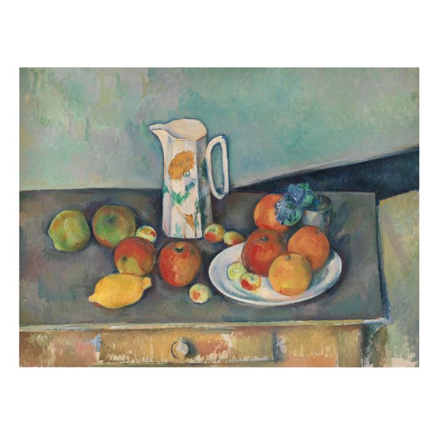 Stampa su tela - Paul Cézanne - Natura morta con Brocca da Latte e Frutti su un Tavolo - Orizzontale 4:3